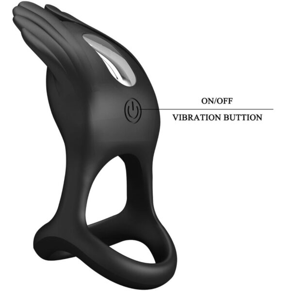 Pretty love - silas anillo vibrador 7 vibraciones silicona negro
