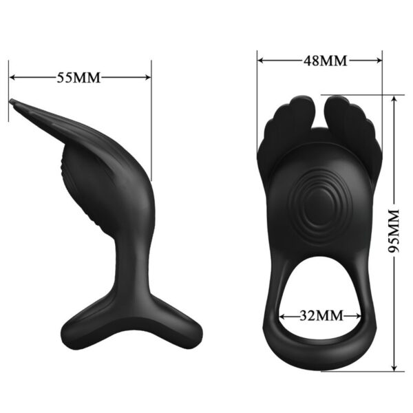 Pretty love - silas anillo vibrador 7 vibraciones silicona negro