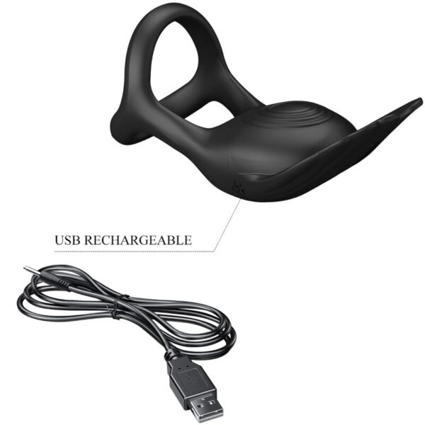 Pretty love - silas anillo vibrador 7 vibraciones silicona negro