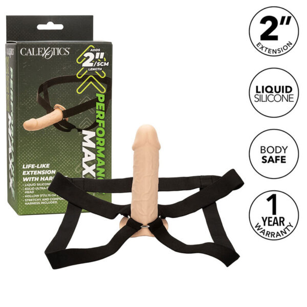 Calexotics - performance maxx extensiÓn realista con arnÉs piel claro