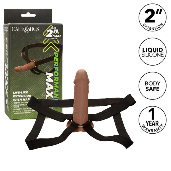 Calexotics - performance maxx extensiÓn realista con arnÉs piel moreno