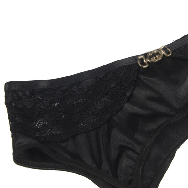 Subblime - set de 3 piezas sujetador + tanga + liga encaje negro l/xl