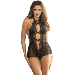 Subblime - teddy cuello halter espalda descubierta encaje negro l/xl