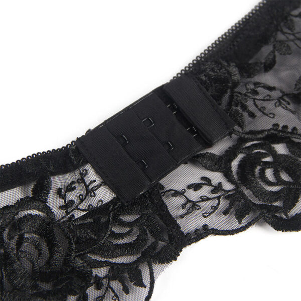 Subblime - set de 3 piezas sujetador + tanga + liga estampado floral negro l/xl