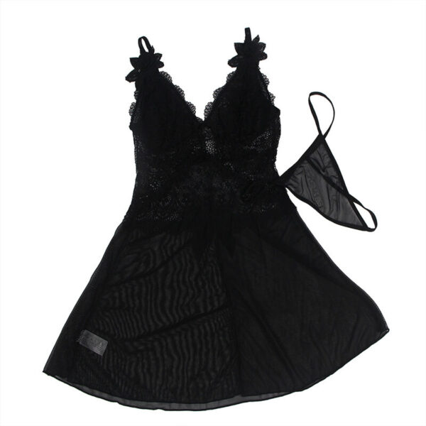 Subblime - babydoll tela de tul detalle encaje y flor negro l/xl