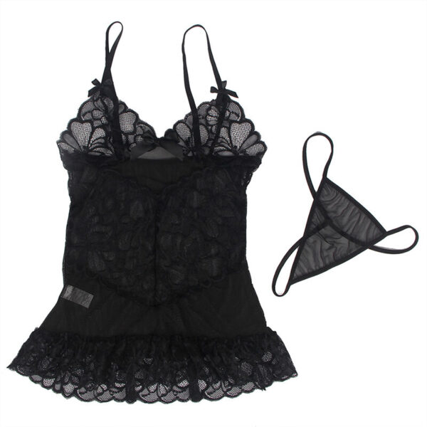 Subblime - babydoll con tirantes ajustables y estampado floral de encaje transparente negro l/xl