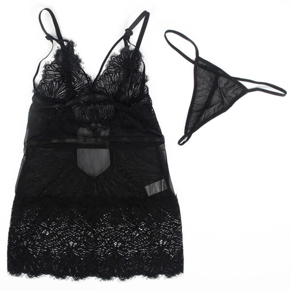 Subblime - babydoll con tirantes ajustables de encaje negro s/m