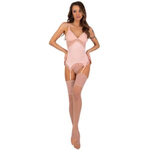 Livco corsetti fashion - persinne peach set corset + panty + medias l/xl