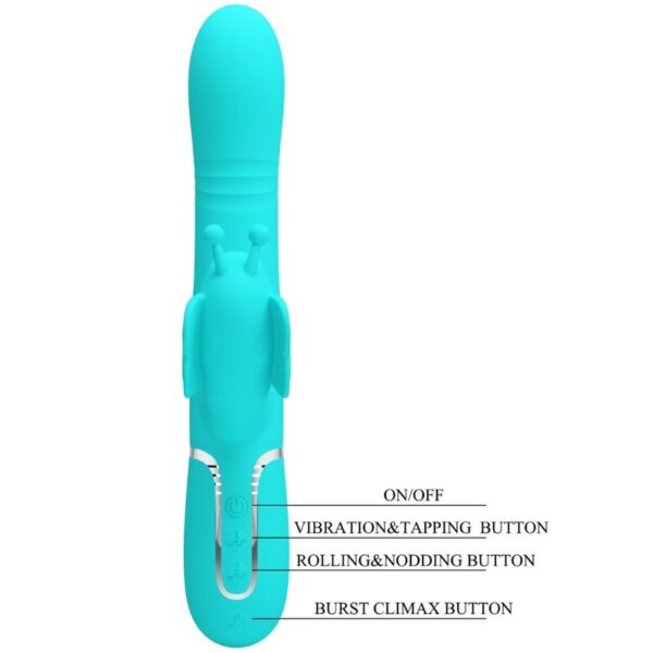 Pretty love - vibrador rabbit multifunciÓn 4 en 1 mariposa verde agua