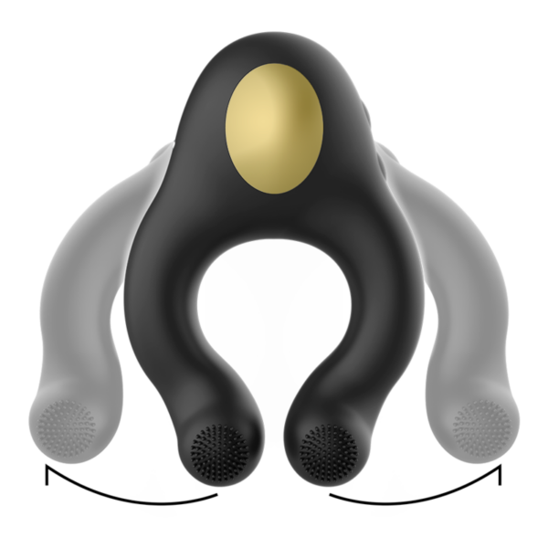 Armony - anillo vibrador silicona 3 motores recargable negro - dorado