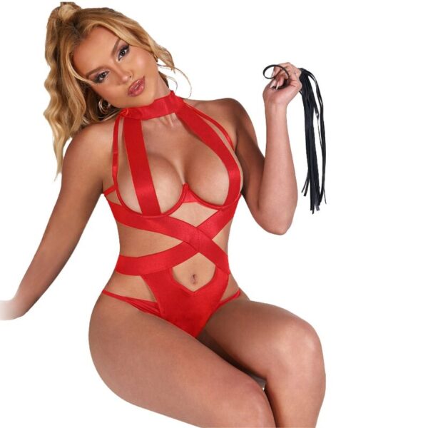Subblime - body halter sexy con arnes rojo l/xl