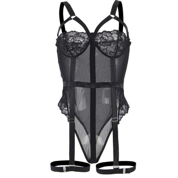 Subblime - teddy con liguero detalle tiras pecho negro s/m