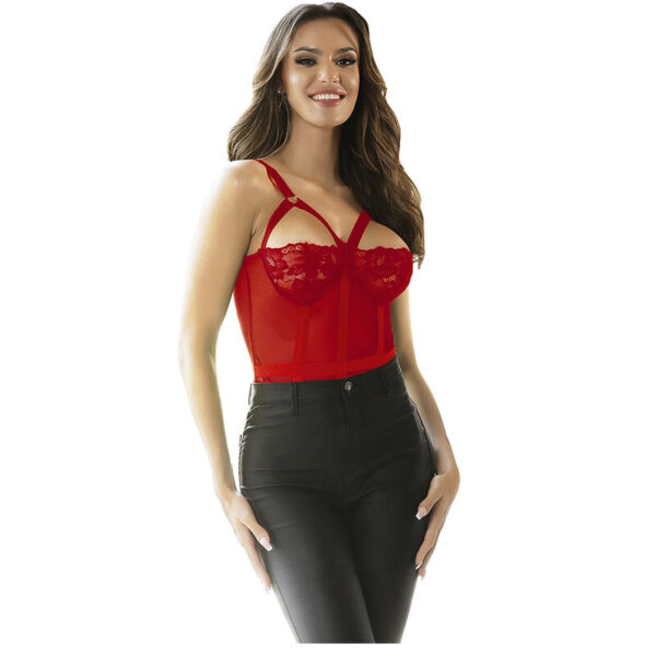 Subblime - teddy con liguero detalle tiras pecho rojo s/m