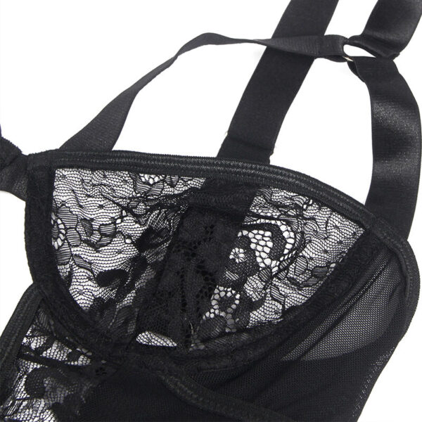 Subblime - teddy con liga detalle encajes y tiras negro s/m