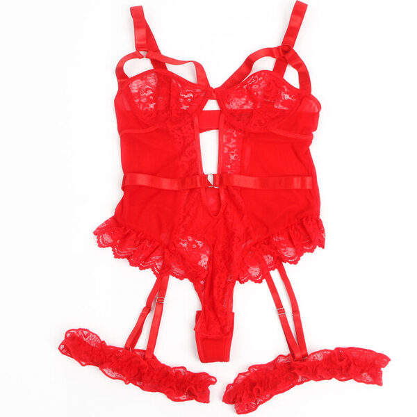 Subblime - teddy con liga detalle encaje y tiras rojo l/xl