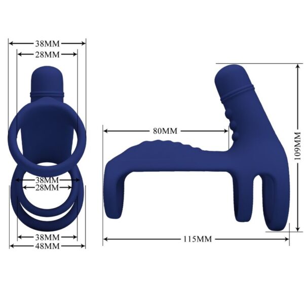 Pretty love - elish anillo vibrador con extensiÓn azul