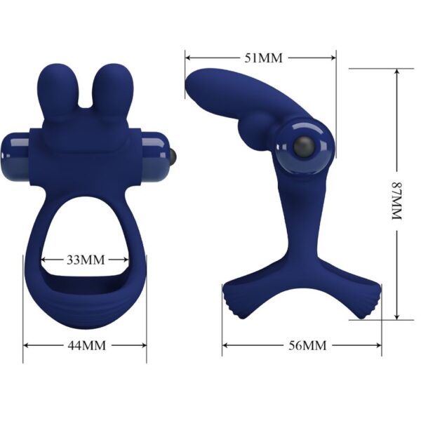 Pretty love - francisco doble anillo vibrador rabbit azul