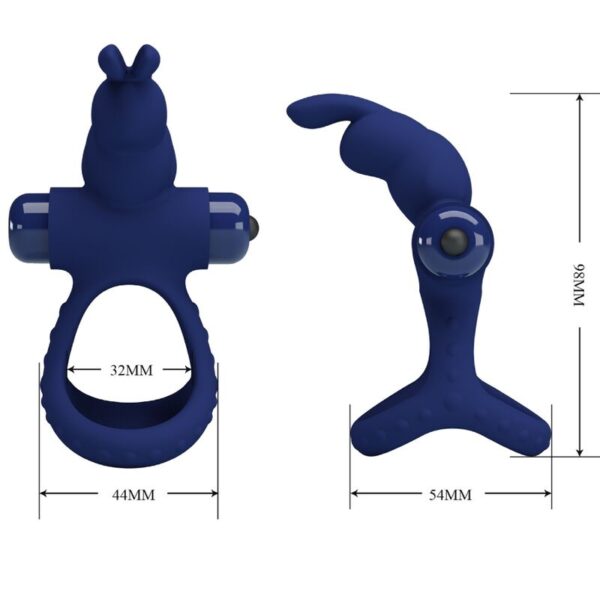 Pretty love - luchito doble anillo vibrador rabbit azul