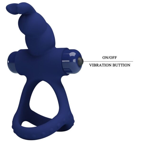 Pretty love - luchito doble anillo vibrador rabbit azul
