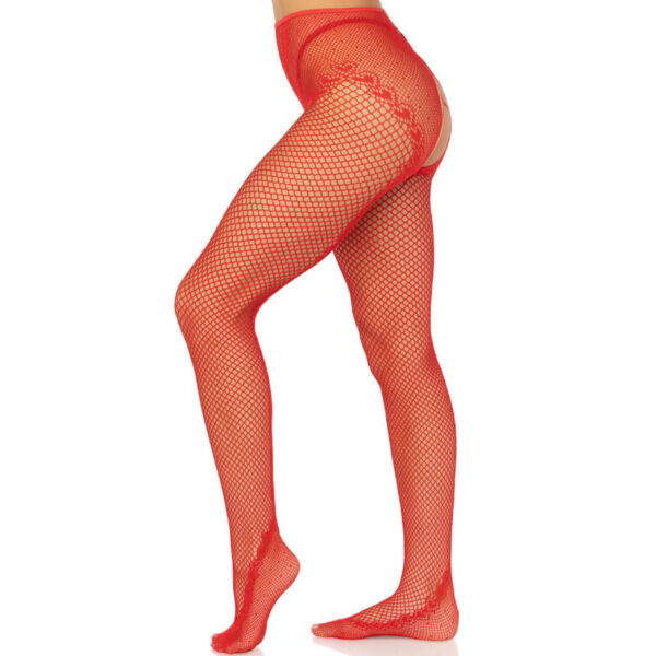 Leg avenue - medias rejilla sin entrepierna rojo