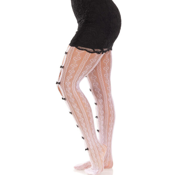 Leg avenue - medias con aberturas corazon & lazos blanco