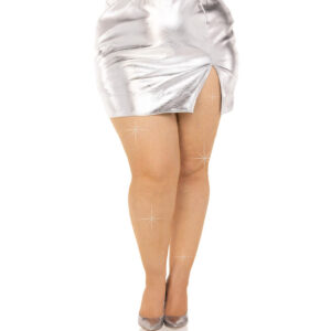 Leg avenue - medias rejilla cristalizada caramelo plus size