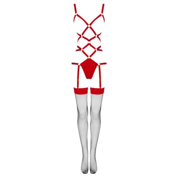 Livco corsetti fashion - thiara lc 20213 set body + medias roja l/xl