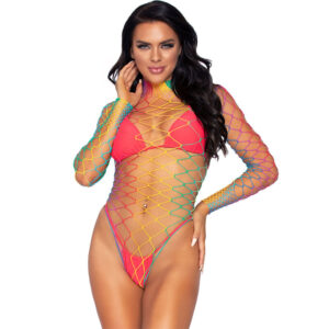 Leg avenue - body de rejilla manga larga multicolor