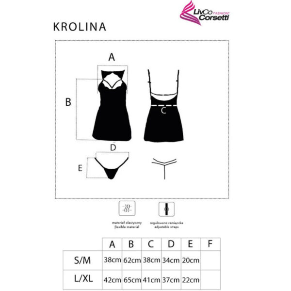 Livco corsetti fashion - krolina lc 90734 chemise + tanga negro l/xl