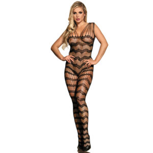 Subblime - 951696 bodystocking crotchless de rejilla con tiras en hombros negro talla Única