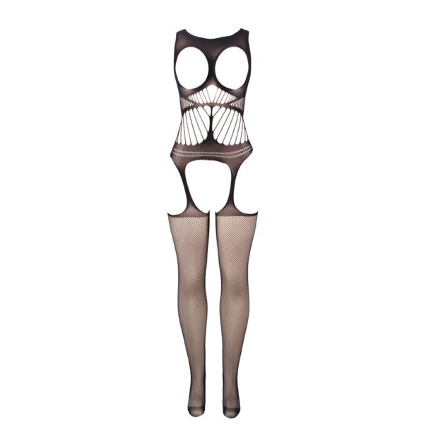 Subblime - 951900 bodystocking crotchless de rejilla con copa y hombros abiertos negro talla Única