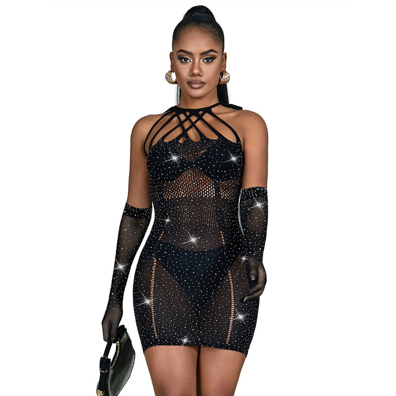 Subblime - 952235 vestido de rejilla con brillantes negro talla Única