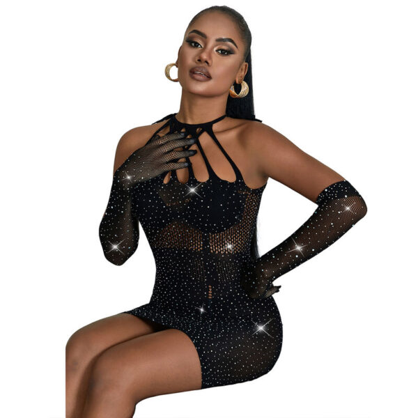 Subblime - 952235 vestido de rejilla con brillantes negro talla Única