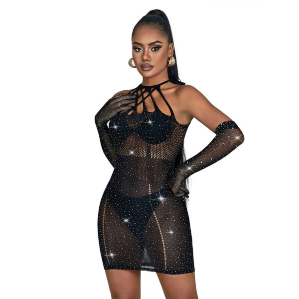 Subblime - 952235 vestido de rejilla con brillantes negro talla Única
