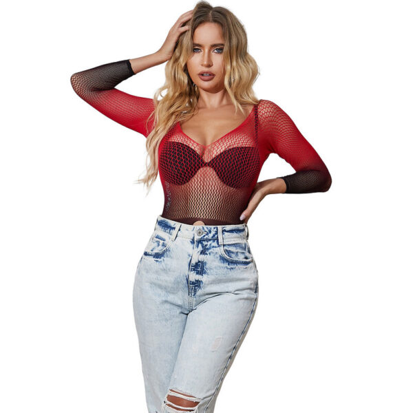 Subblime - 952259 vestido de rejilla elstico manga larga degradado rojo y negro talla Única