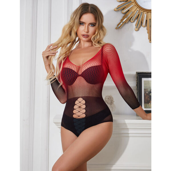 Subblime - 952259 vestido de rejilla elstico manga larga degradado rojo y negro talla Única