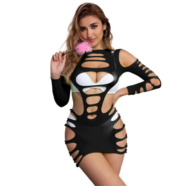 Subblime - 952266 vestido de rejilla elstico manga larga negro talla Única