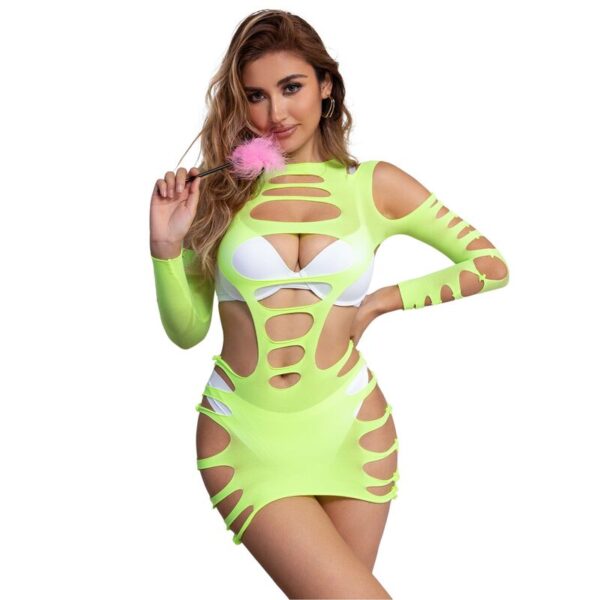 Subblime - 952280 vestido de rejilla elstico manga larga verde talla Única