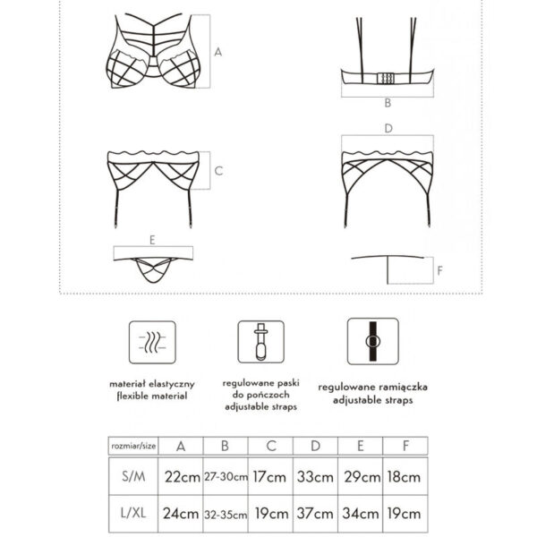 Livco corsetti fashion - soledad lc 20217 sujetador + panty + liguero l/xl