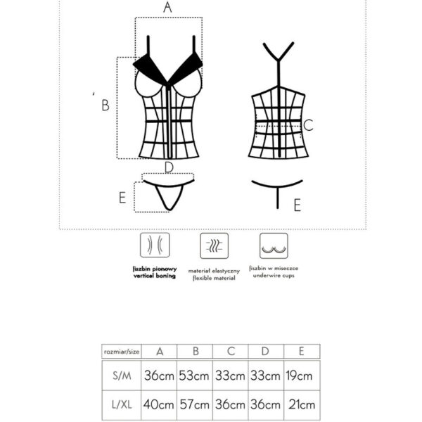Livco corsetti fashion - laura lc 20215 corset + tanga l/xl