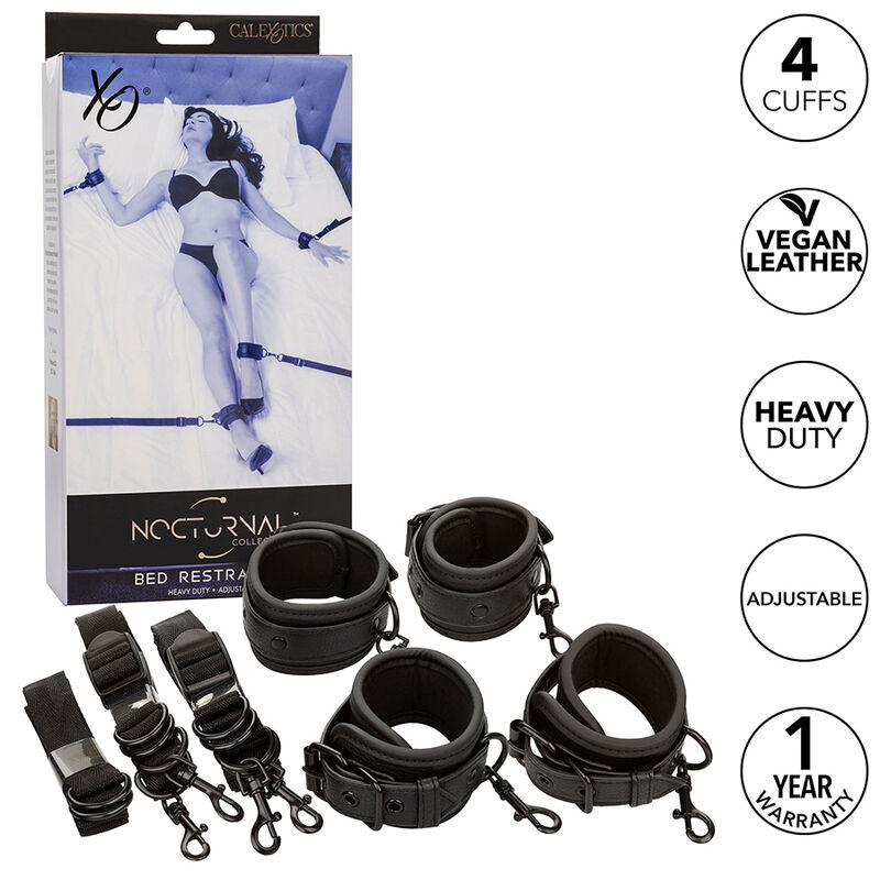 Calexotics - nocturnal restricciones de cama cuero ajustable negro