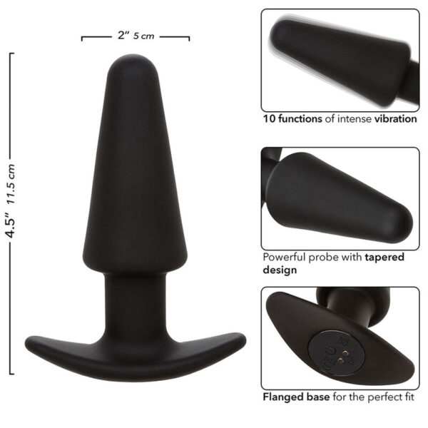 Calexotics - rock bottom plug anal cÓnico 10 vibraciones silicona negro