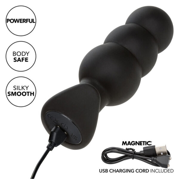 Calexotics - rock bottom plug anal con cuentas 10 vibraciones silicona negro