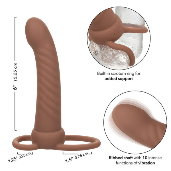 Calexotics - maxx doble penetrador acanalado 10 vibraciones mulato