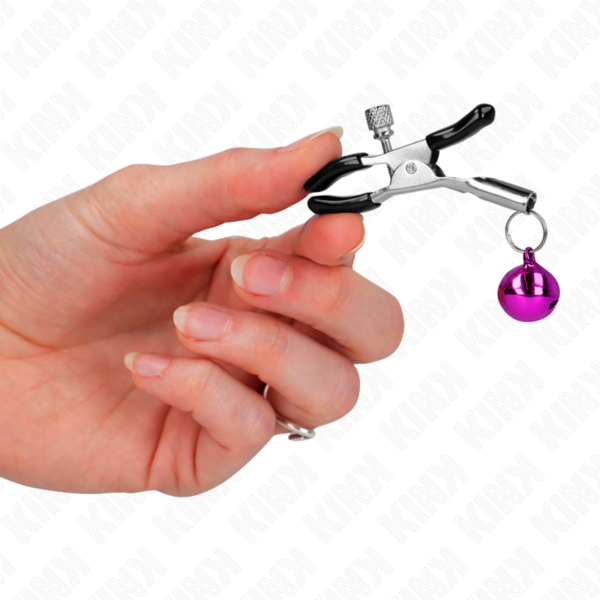 Kink - pinzas para pezones con campanilla violeta 6 cm