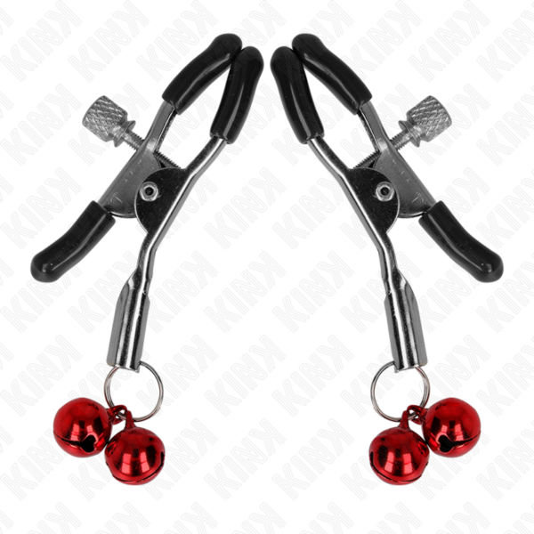 Kink - pinzas para pezones con doble campanilla rojo 6 cm