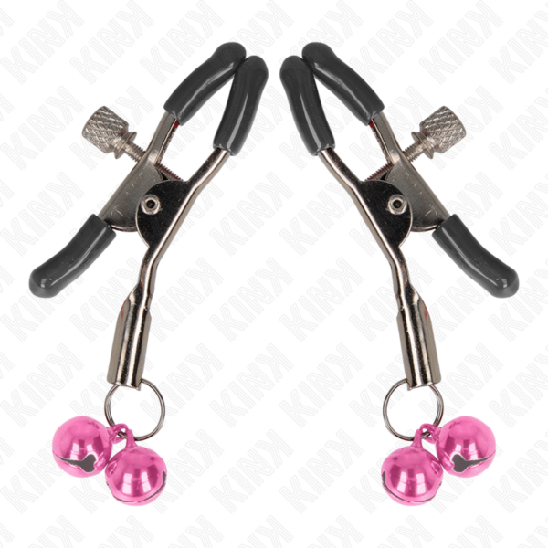 Kink - pinzas para pezones con doble campanilla rosa 6 cm