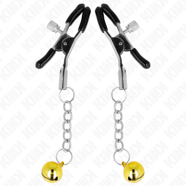 Kink - pinzas para pezones con colgante de cascabel dorado 6 cm