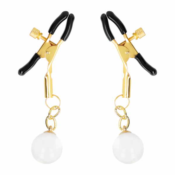 Kink - pinzas para pezones doradas con colgante de vidrio 6 cm