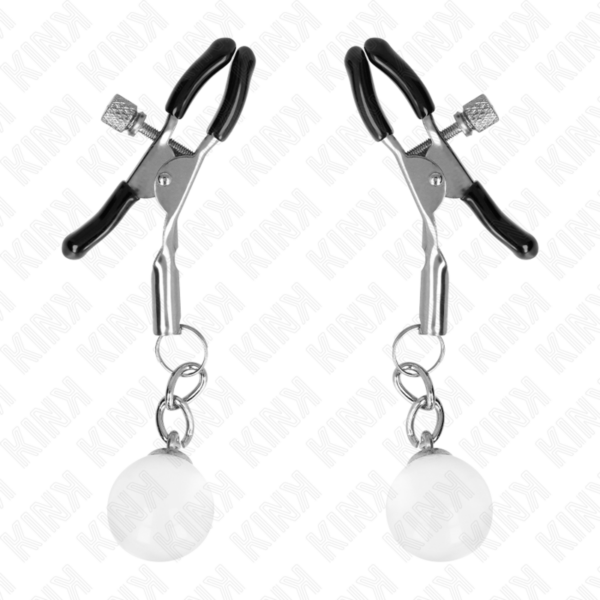 Kink - pinzas para pezones plateadas con colgante de vidrio 6 cm